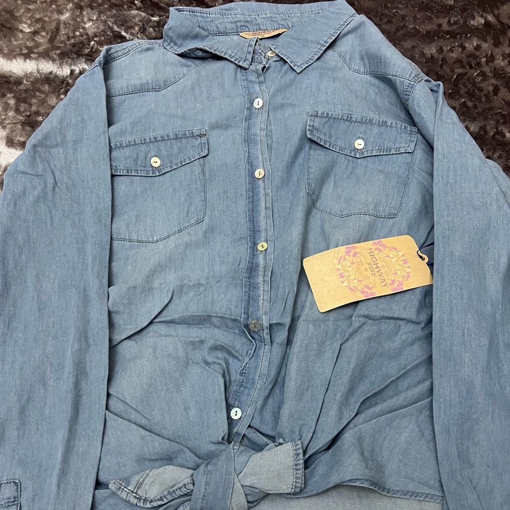 Highway jean Size Denim long Sleeve Button Down Shirt